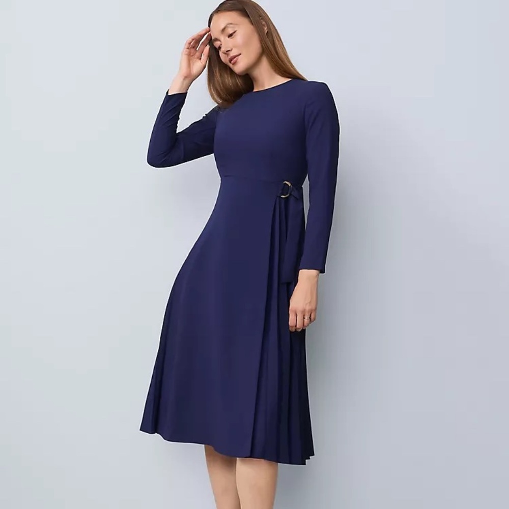 Ann Taylor Pleated Crepe Flare Dress